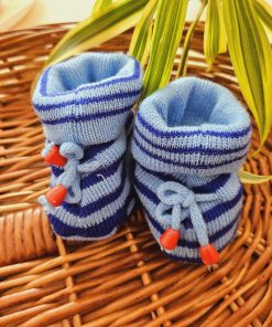 Booties - NRB06 - Navy Blue with Light Blue Stripe