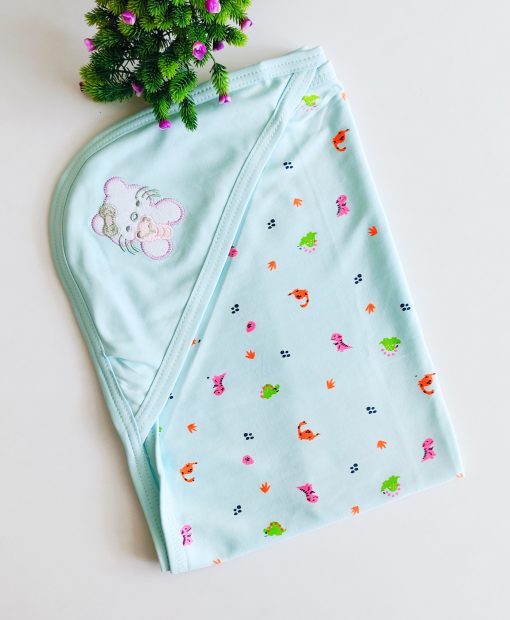 Hooded Blanket -NRHBL0 -80x80cms -Sky Blue -Dinos