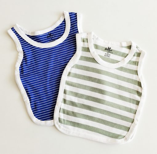 Side Button Jhabla Sleeveless-Pack of 2-LTJHCM01-Green Strip + Blue Strip