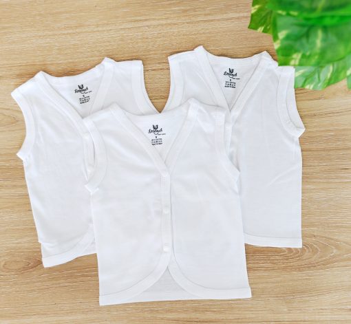 Sleeveless Jhabla - LTJHCM05 - Set of 3 - White Front Button