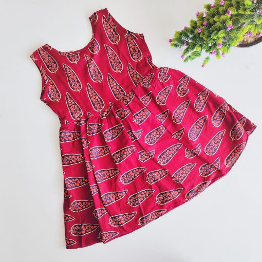 Cotton Sleeveless frock - LGDFK - Maroon