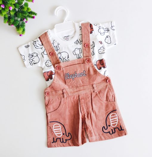 Boys Romper  - NL-1643 - Brown With Elephant Print