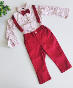 Boys Suspender - JO781 - Peach and Maroon