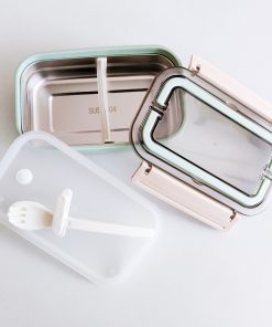 Alternative view of Bento Lunch Box , Stainless Steel with Handle - NRLB - Green