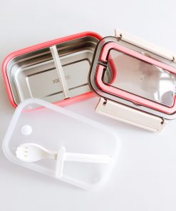 Alternative view of Bento Lunch Box , Stainless Steel with Handle - NRLB - Peach