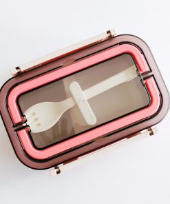 Bento Lunch Box , Stainless Steel with Handle - NRLB - Peach