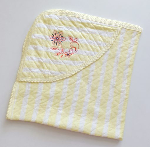 Hooded Blanket -HBL - 80x80cms- Yellow and White Strip