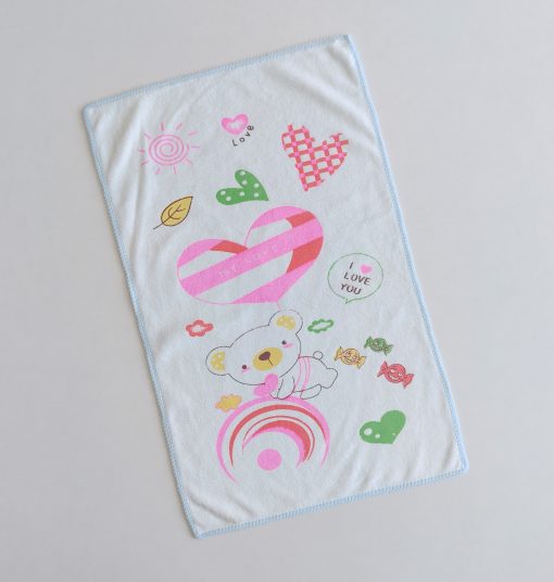 Cotton Hosiery Burp cloth - NRBCL - Blue With Pink Teddy