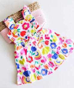 Girls Frock- RR6455 -  White With Red and Rose