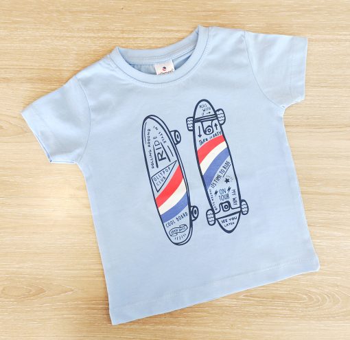 Boys T-Shirt - OL-1000/6A - Sky Blue Skating Board