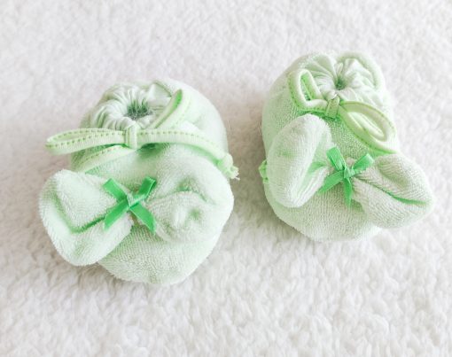 Booties - NRB08 - Green with Bow