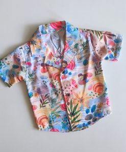 Boys Shirt - LS086B- Yellow Color Full Leaf and Floral