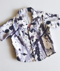 Boys Shirt - LS045C - Grey With Black and White Print