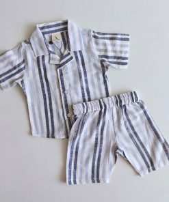 Shirt and Shorts - LS060 - Blue Strip - Co-Ord's Set