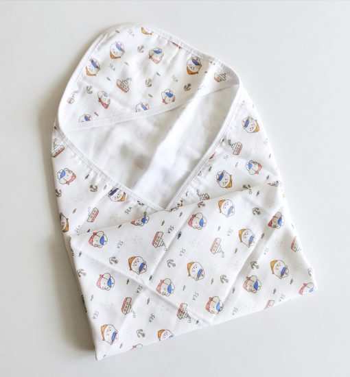 Hooded Blanket-Organic Muslin cotton- FIHBL - Marine