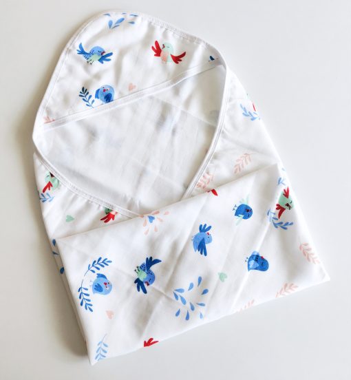 Hooded Blanket-Muslin cotton- FIHBL -  Birds