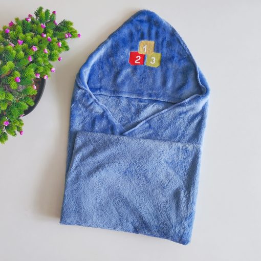 Fleece Hooded Blanket -NRHBL05 - 80x80cms- Blue