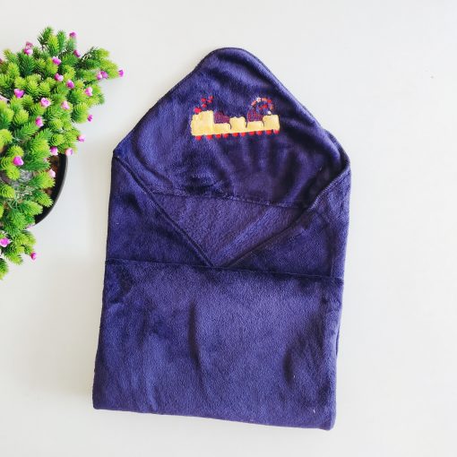 Fleece Hooded Blanket -NRHBL05 - 80x80cms- Navy Blue