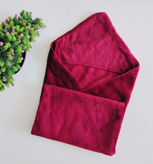 Fleece Hooded Blanket -NRHBL05 - 80x80cms- Maroon