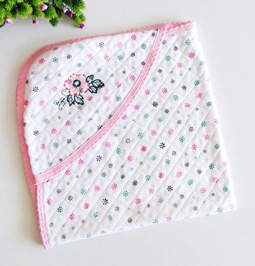 Hooded Blanket - NRHBL - 80x80cms - Pink with Floral