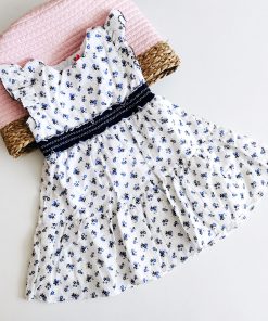 Girls Frock - JLX - White with Blue Floral