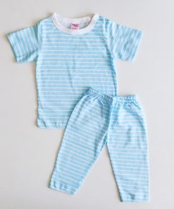 Half Sleeve T-shirt and Pant Set - LTHTP01 - Blue With White Strip