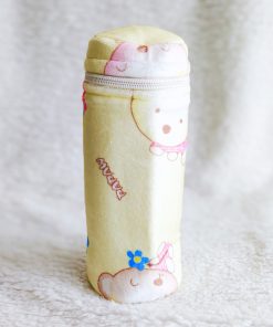 Baby Feeding Bottle Cover - NRBC0 - Yellow Teddy and Blue Flower