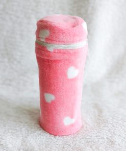 Baby Feeding Bottle Cover - NRBC0 - Pink With White Heart