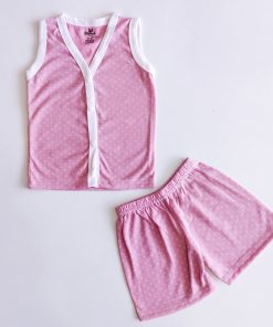 Vest and Shorts-LTJS - Pink and White Dot