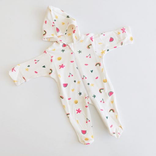 Hooded Sleeping Suit - LTSS03 - Cream with watermelon