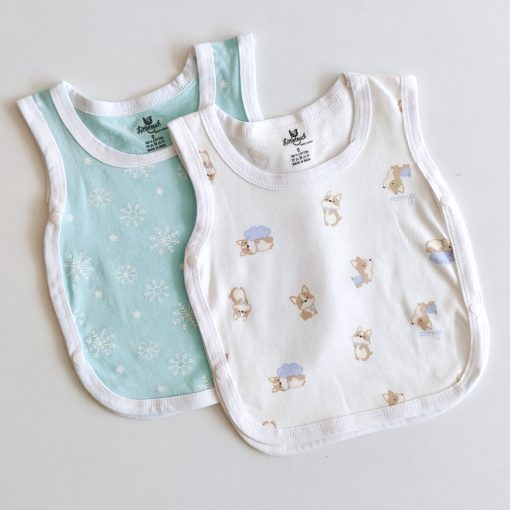 Side Button Jhabla Sleeveless - LTJHCM01 - Blue Snow Print + Cat and Cloud