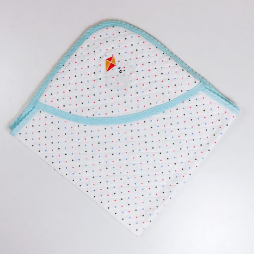 Hooded Blanket - NRHBL - 80x80cms - Color Full Dots - Sky Blue