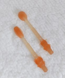 Silicone Toothbrush and Tongue Cleaner - STB01 - Orange - Image 2
