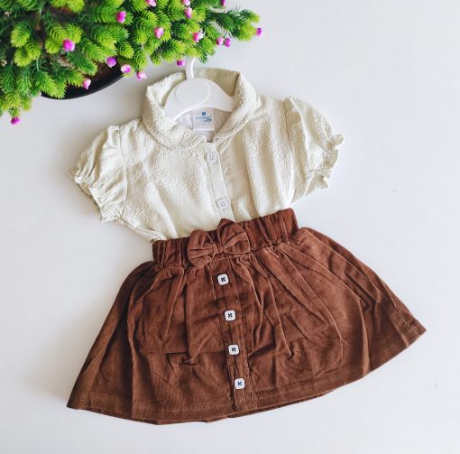 Girls Top and Skirt  - PONIMO - MEGGY - Cream and Brown