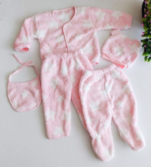 Winter Wear - Sweater - VCSW2 - 5 Piece Winter and Monsoon Set - Pink With White Star