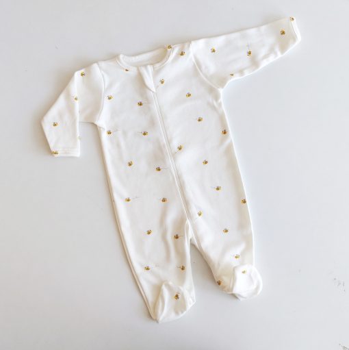 Sleeping Suit - AZSS - Off White With Honey Bee