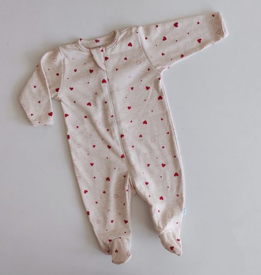 Sleeping Suit - AZSS - Cream With Red Heart