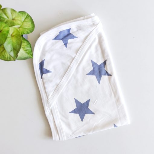 Hooded Blanket - AZHBL - 60x80cm - White With Blue Star