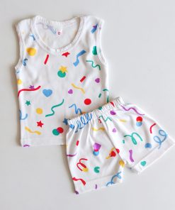 Vest and Shorts - NRVSL - White Green Heart  and Star