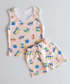 Vest and Shorts - NRVSL - Peach With Tractor