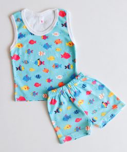 Vest and Shorts - NRVSL - Blue With Color Full Fish