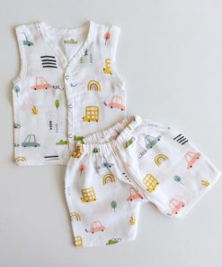 Jhabla Shorts Set - Muslin Cotton - MNJS - Rainbow and Car