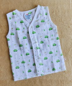 Jhabla Sleeveless - FIJH -  White with Green Car