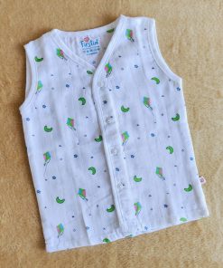 Jhabla Sleeveless - FIJH -  White with Green Kite