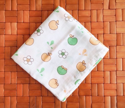 Organic Muslin Cotton Bath Towel - FIBT - 70x70cms - Orange Fruit