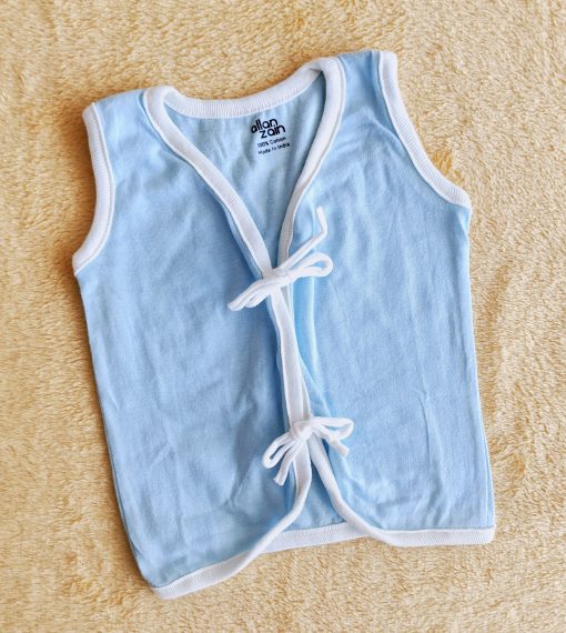 Sleeveless Jhabla Front Knot - AZJH - Sky Blue