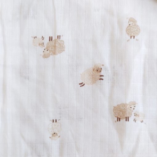 Muslin cotton swaddle - PPSW5 - 100*100 - Cream Sheep - Image 2