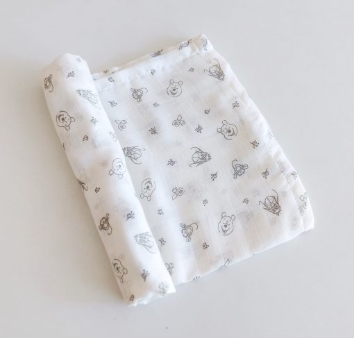 Muslin cotton swaddle - PPSW5 - 100*100 - Off White Donkey With Leaf Print