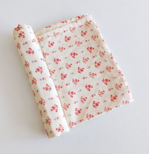 Muslin cotton swaddle - PPSW5 - 100*100 - Cream With Red Floral