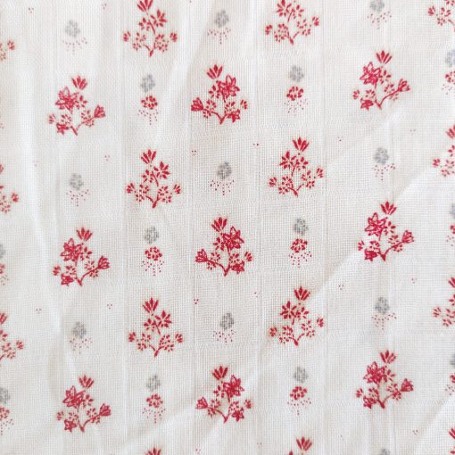 Muslin cotton swaddle - PPSW5 - 100*100 - Cream With Red Floral - Image 2